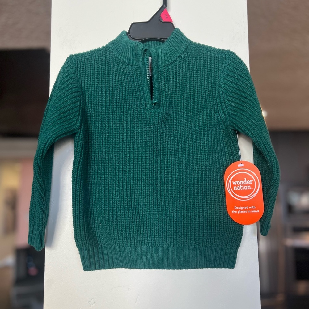 Wonder Nation Teal Ribbed Sweater sz 18M NWT